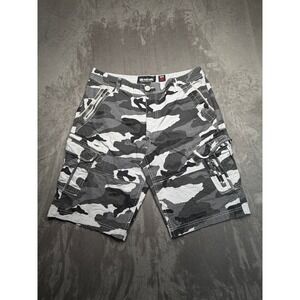 Vtg Ecko Unltd Cargo Shorts Men 32 Gray Camo Ripstop Streetwear Y2K Multi-Pocket